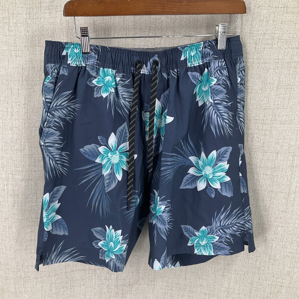 Hurley Swim Trunks Mens Large Blue Floral Tropical Board Shorts Coastal